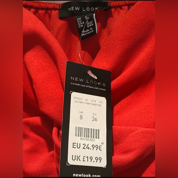 New Look red knot front bodycon dress ladies size 8 new with tags - Picture 2 of 4